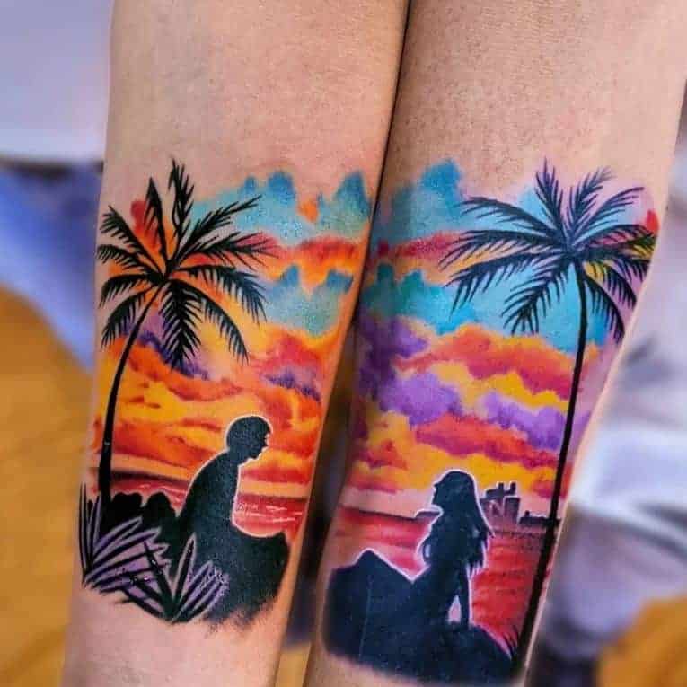 13. Matching sunset tattoo