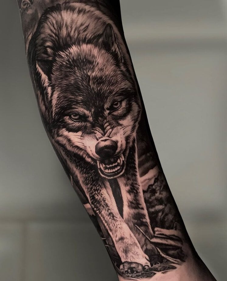 Tatuaggi realistici di lupi per uomini