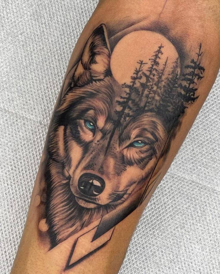Tatuaggi realistici di lupi per uomini