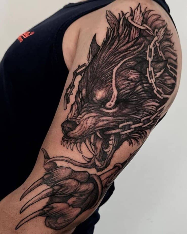 Tatuaggi spaventosi di lupi per uomini