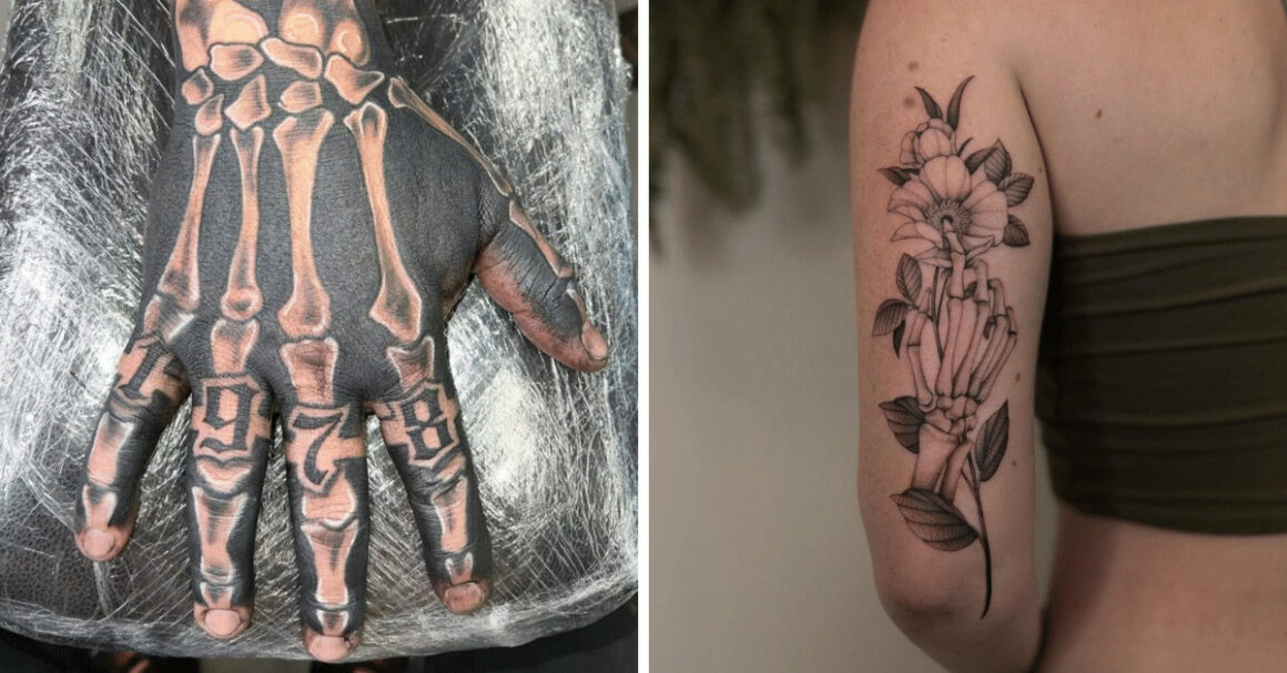 23 skeleton hand tattoo ideas to connect with the afterlife