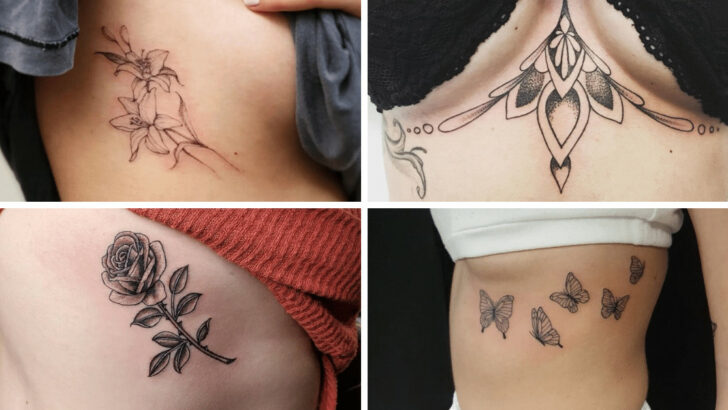 23 idee di tatuaggio sotto il seno per le donne più coraggiose.