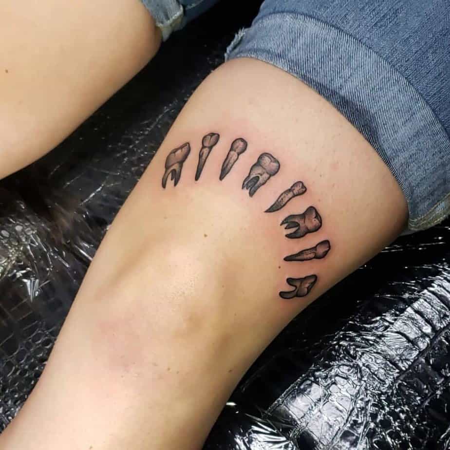Unusual above-knee tattoo designs