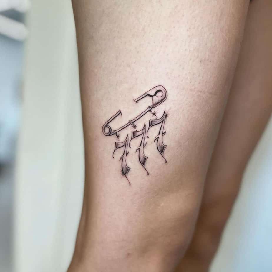 21. A 777 leg tattoo