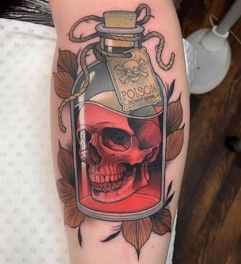 Color skull tattoo