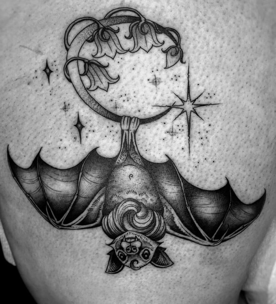 Black and gray bat tattoos