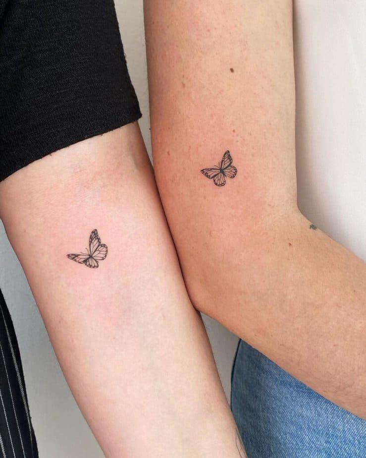 15. Best friend tattoos of butterflies 