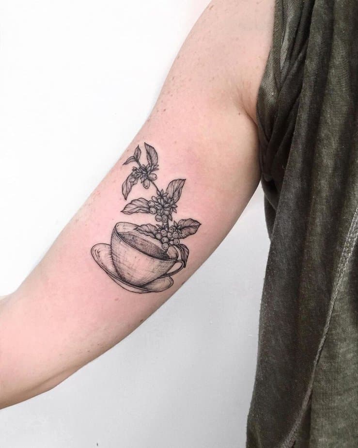 Go for a classic look with a coffee plant on your upper arm