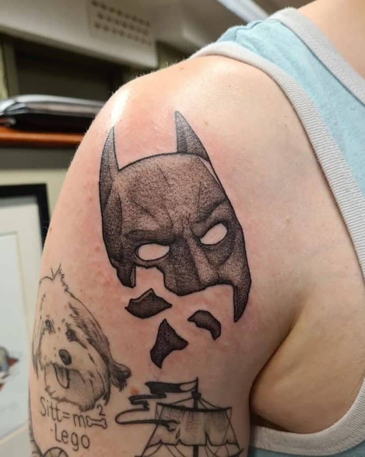 Black and gray Batman tattoo