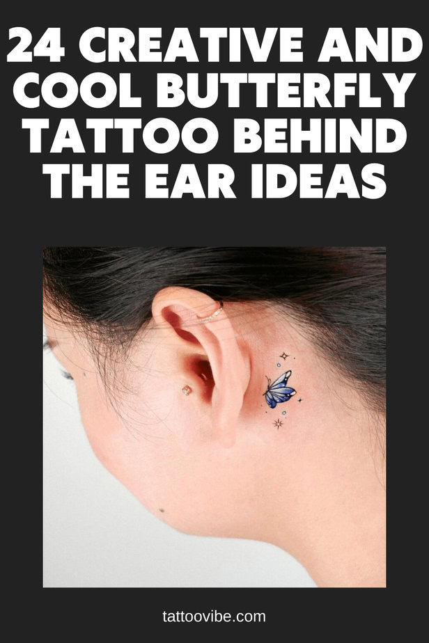 24 idee creative e fresche per il tatuaggio a farfalla dietro l'orecchio