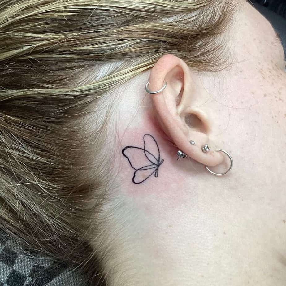 15. A single-line butterfly tattoo 