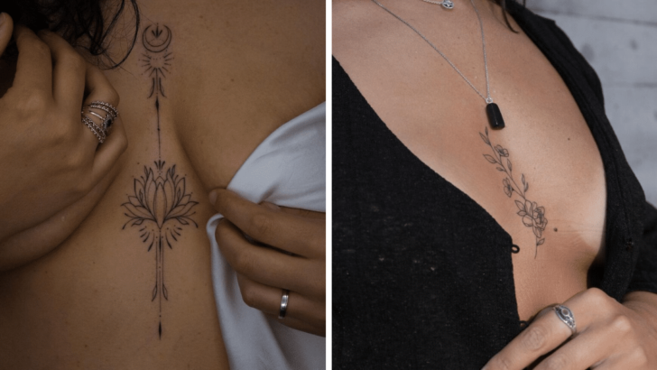 24 Fiery Middle Chest Tattoos For Females To Try Right Now