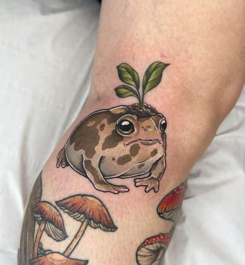 Colorful frog tattoo
