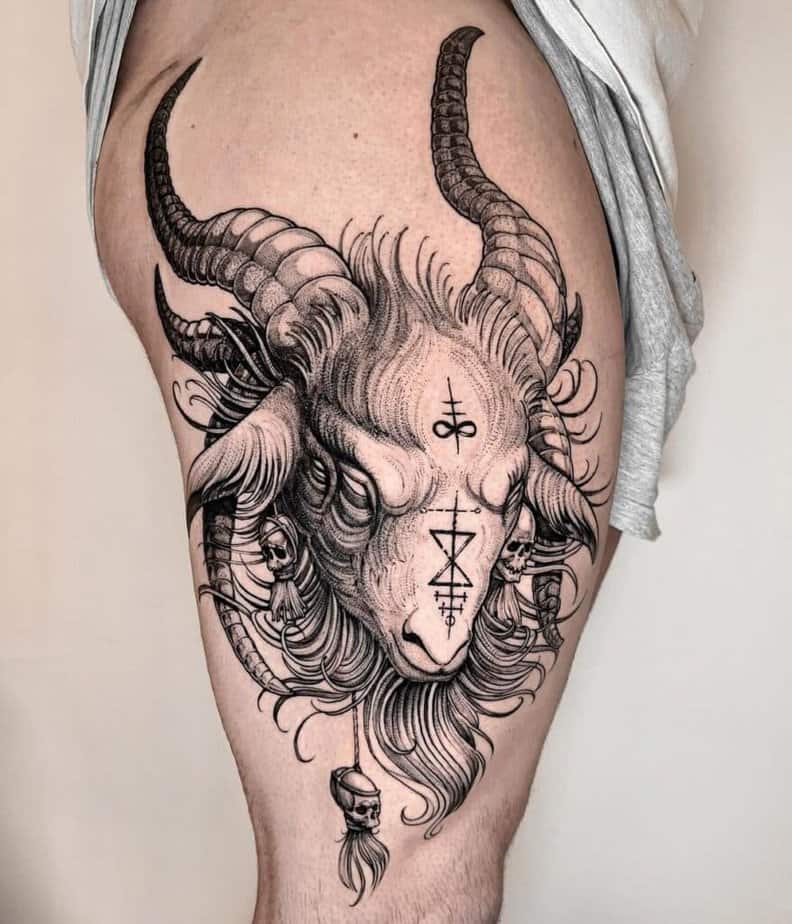 Creepy goat tattoos