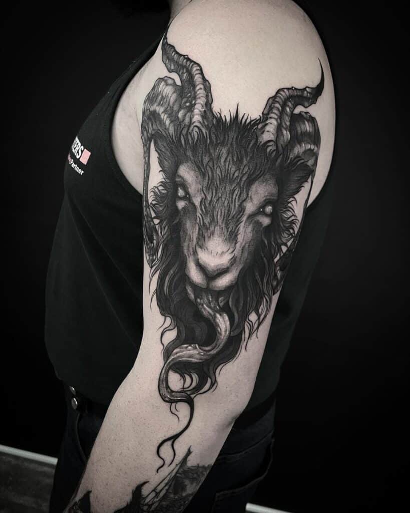 Creepy goat tattoos