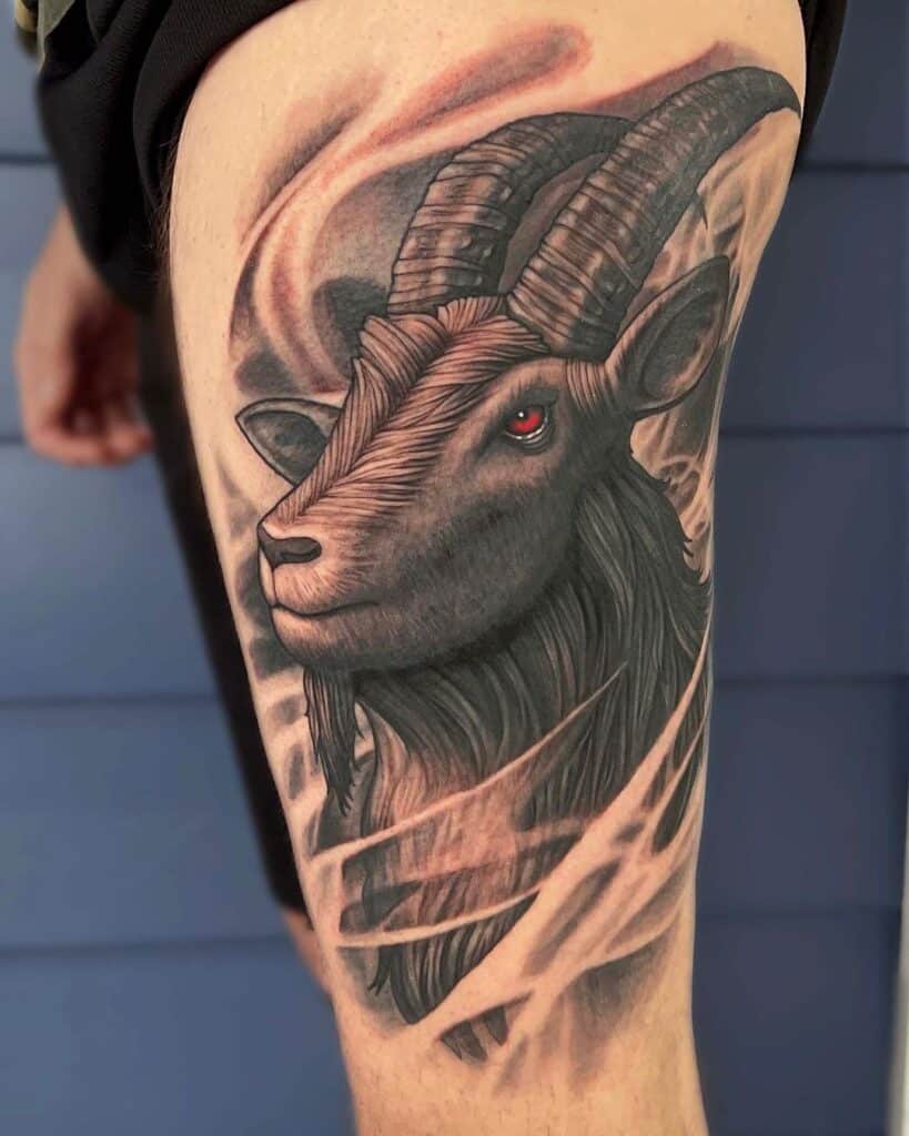 Black and gray goat tattoos