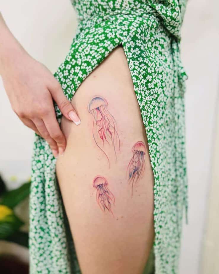 19. A jellyfish tattoo on the hip