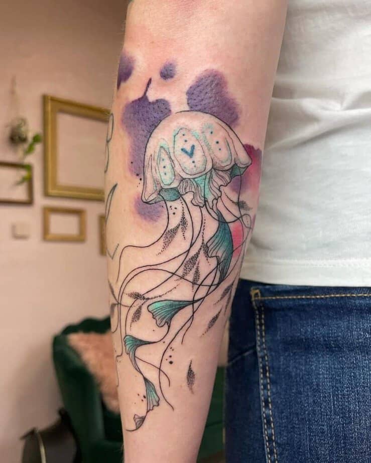 20. A watercolor jellyfish tattoo