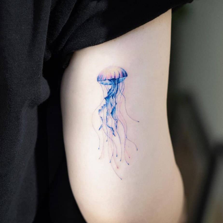 6. A blue jellyfish tattoo 