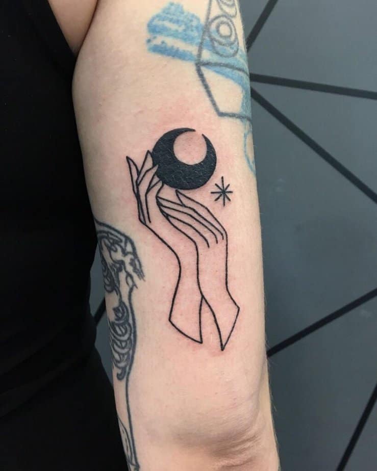 Celestial witch hands tattoo 