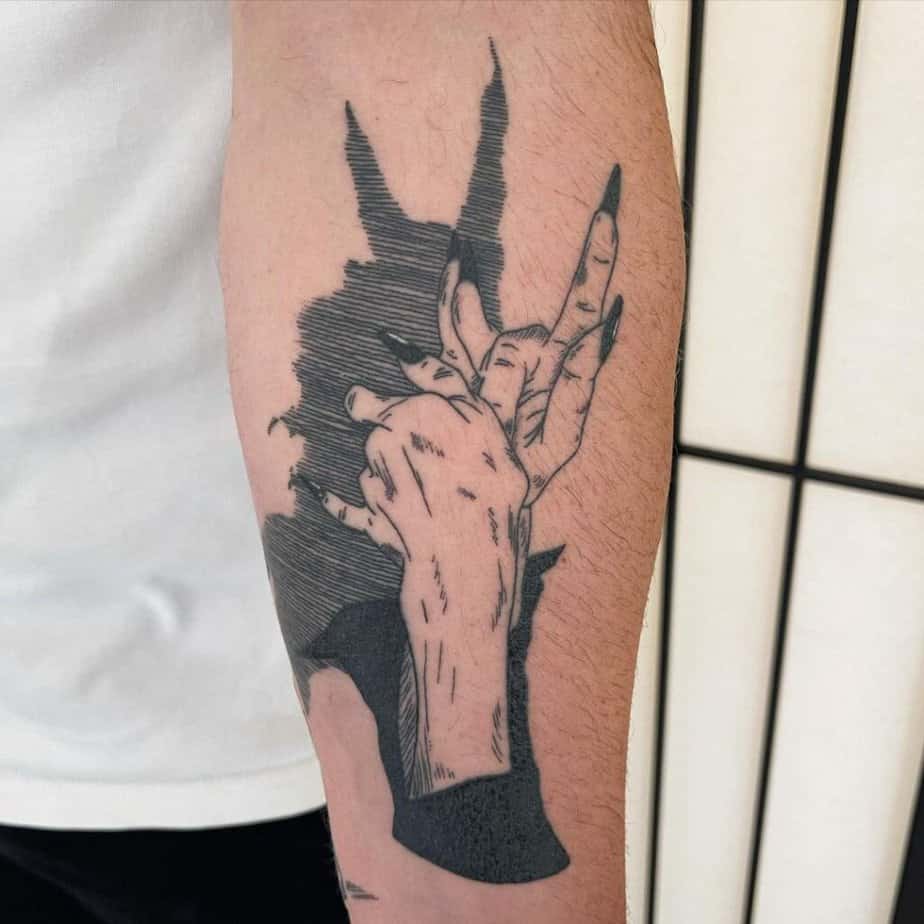Spooky witch hands tattoo