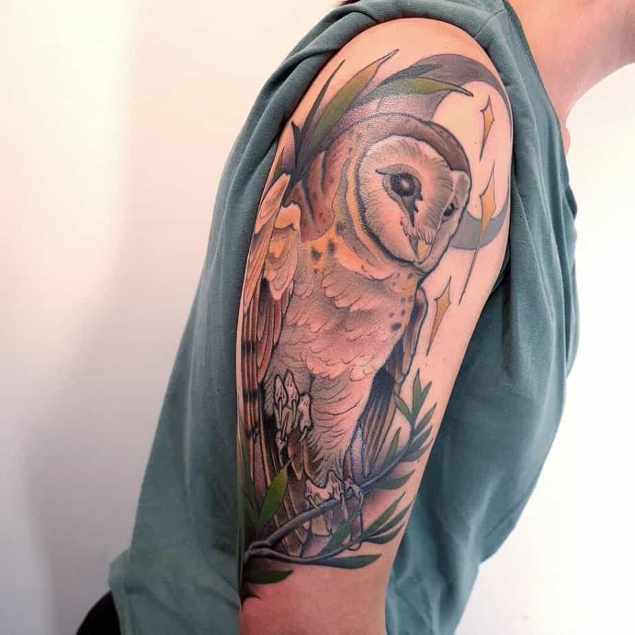Color owl tattoo