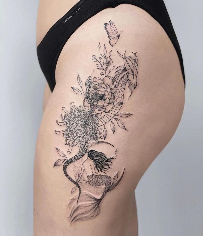 10. A big and bold mermaid tattoo 
