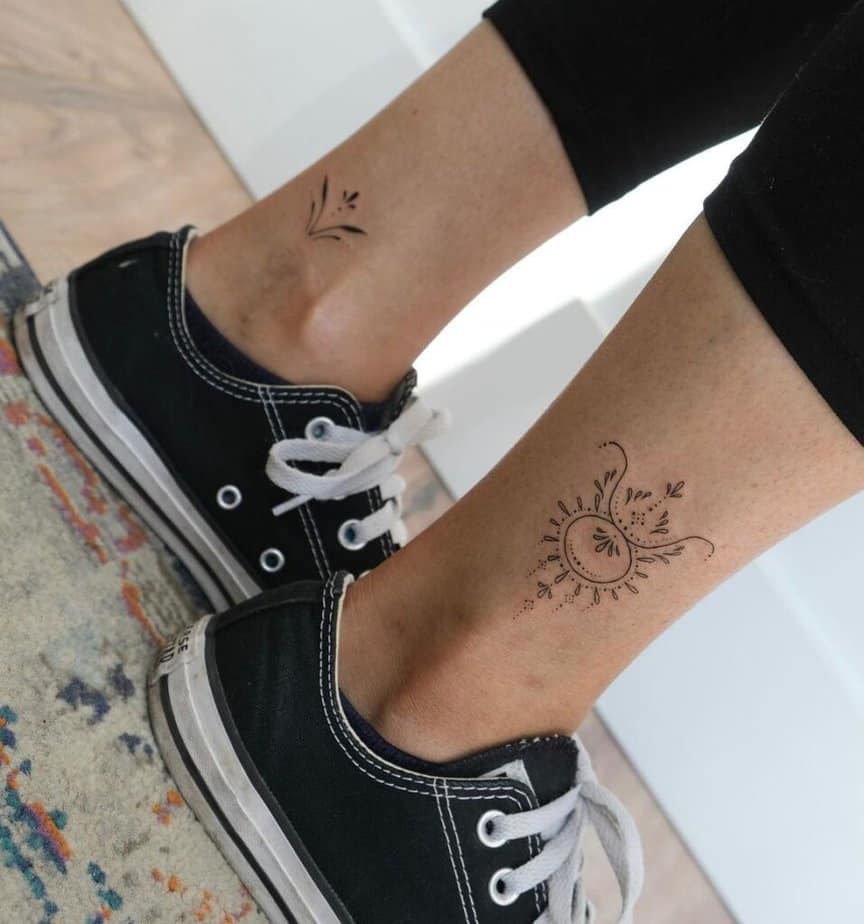 17. An ornamental ankle tattoo