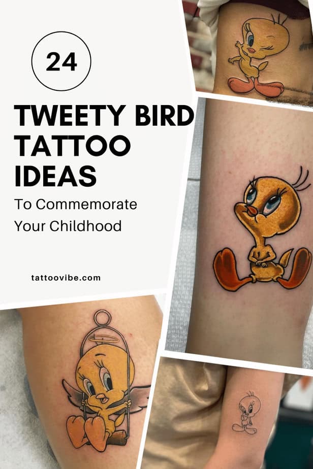 24 idee di tatuaggio sull'uccello Titti per ricordare la tua infanzia
