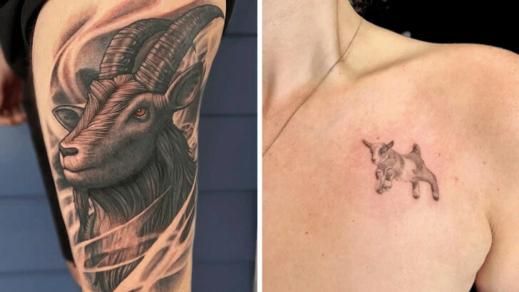 24 idee di tatuaggio di capra per il vostro prossimo viaggio nel salone dei tatuaggi.