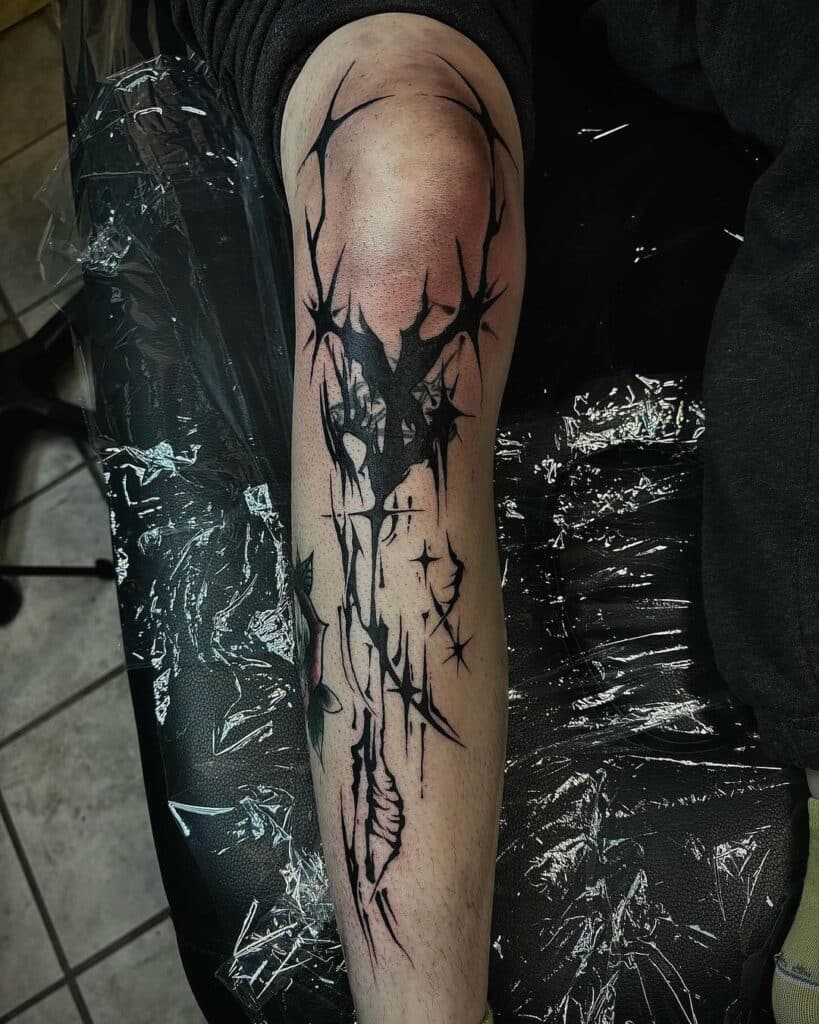 Dark cyber sigilism tattoo