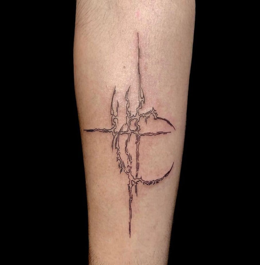 Cyber Sigilism tattoo of a cross