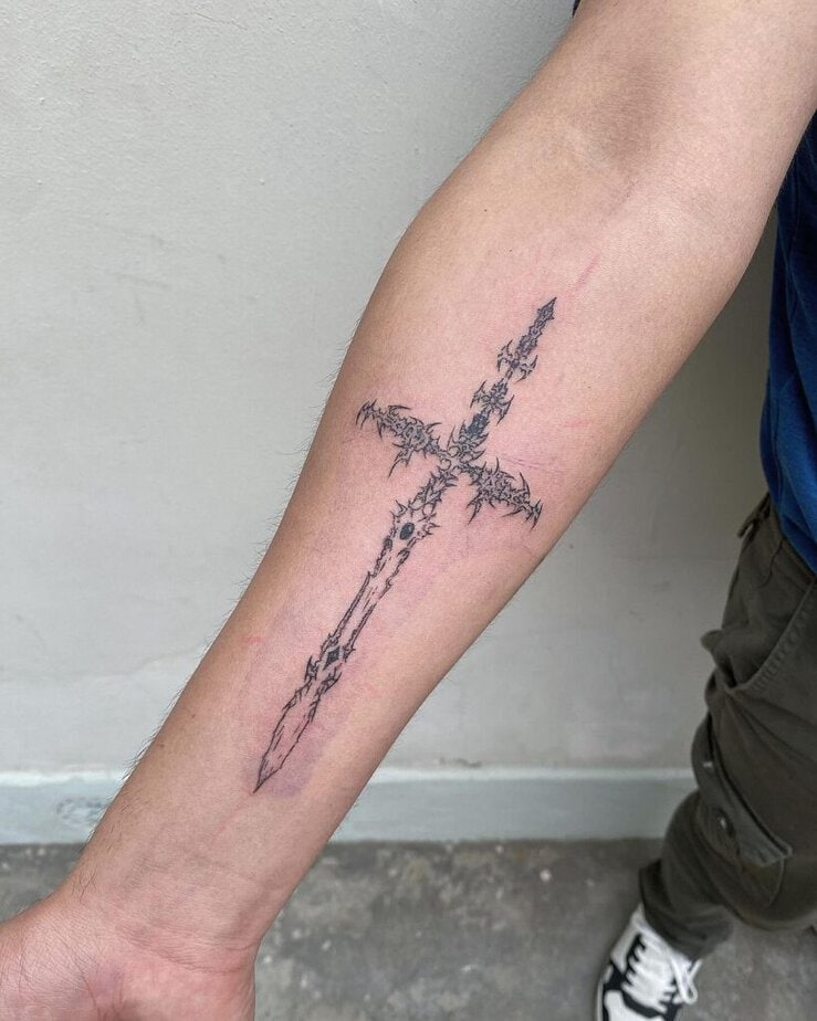 Cyber Sigilism tattoo of a cross