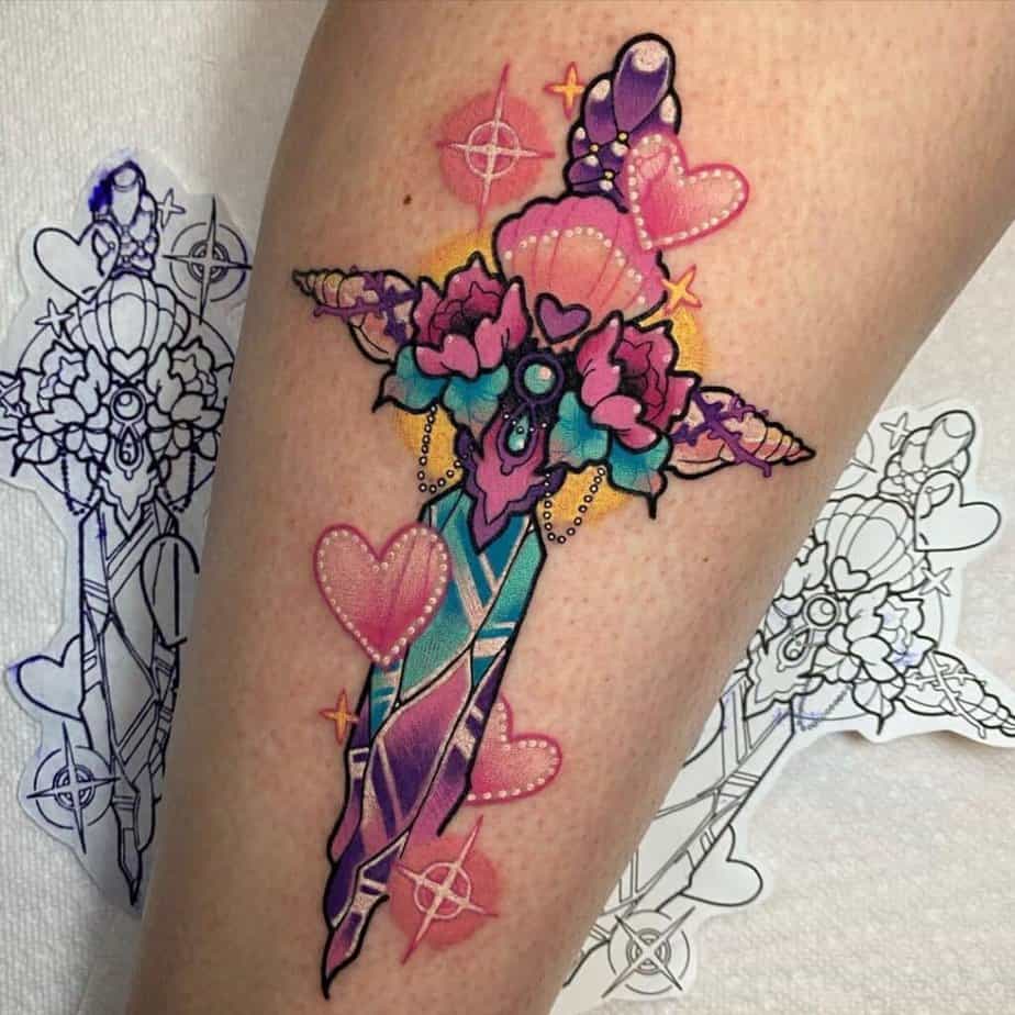 Feminine dagger tattoos