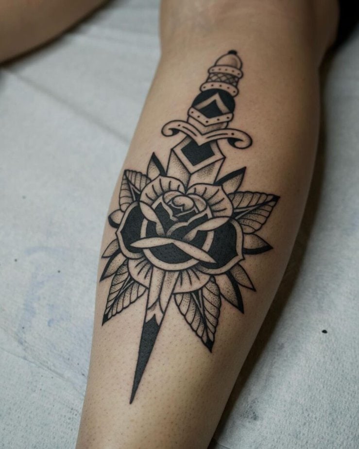 Traditional dagger tattoos