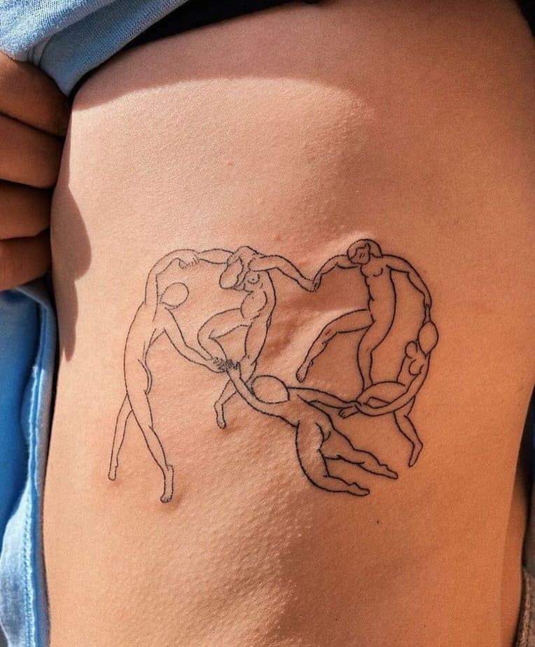 4. A tattoo of “The Dance” by Henri Matisse
