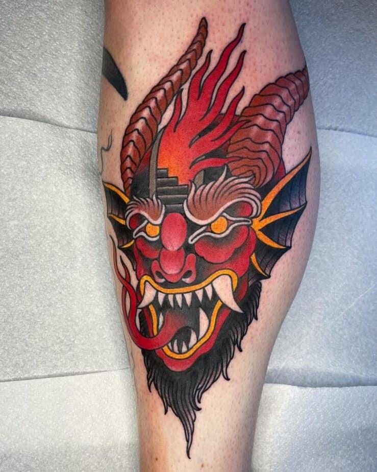 Traditional devil tattoo