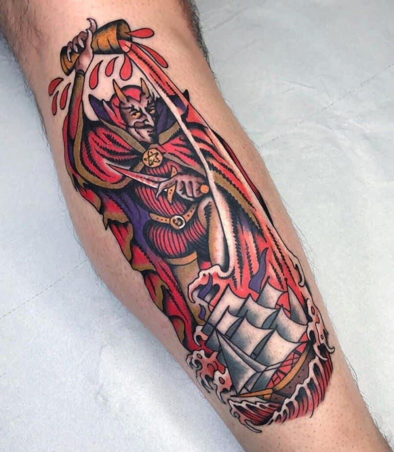 Traditional devil tattoo