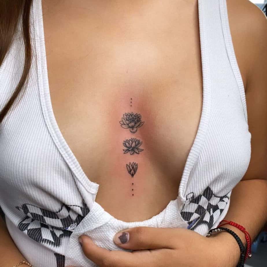 5. A water lily tattoo on the sternum
