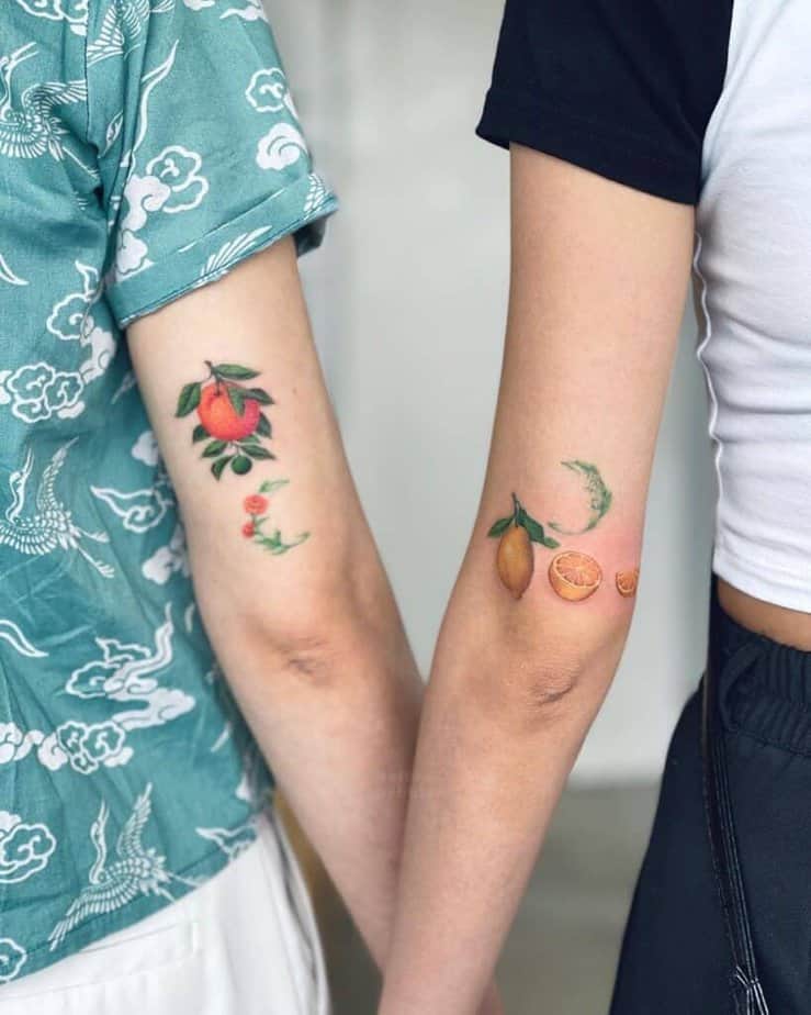 21. Matching fruit tattoos