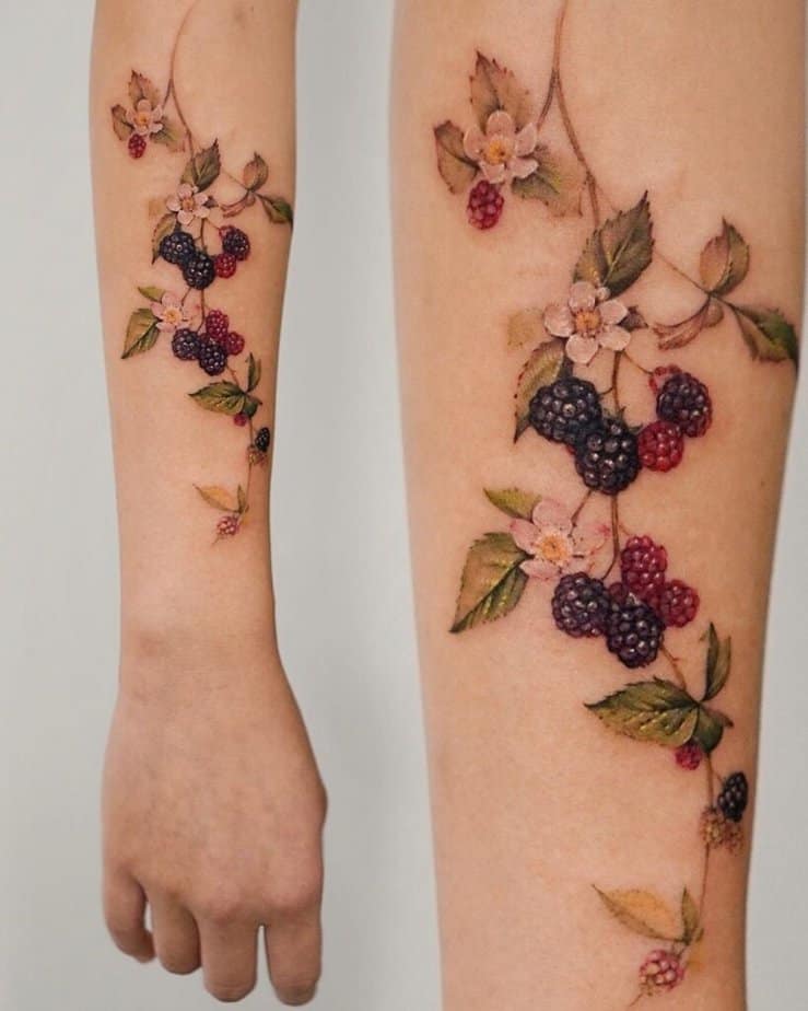 25. A tattoo of berries on the arm