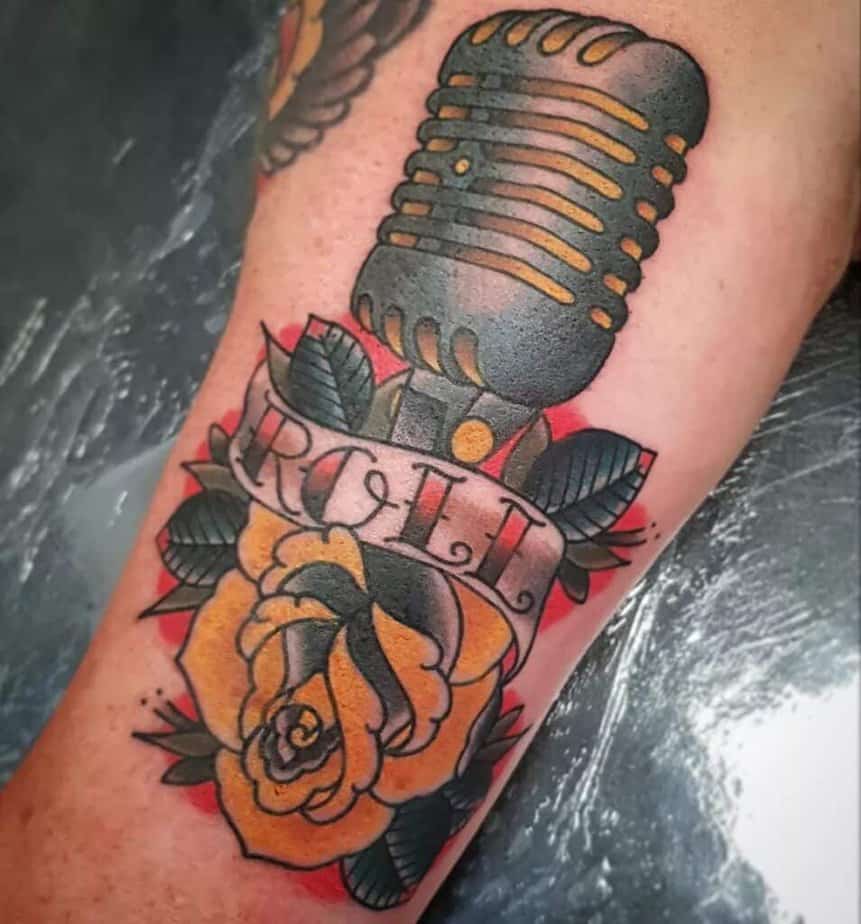Traditional microphone tattoo