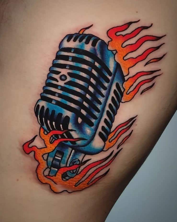 Traditional microphone tattoo