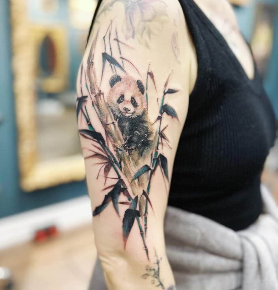 3. Tatuaggio di un panda cinese dipinto a inchiostro 