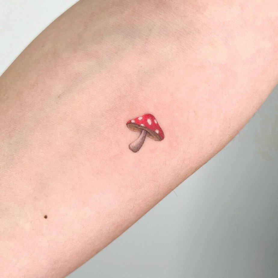 Colorful mushroom tattoo
