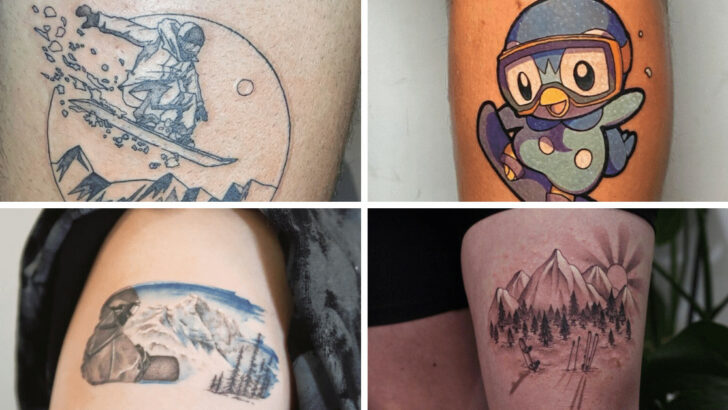 25 tatuaggi di snowboard per gli amanti degli sport invernali.
