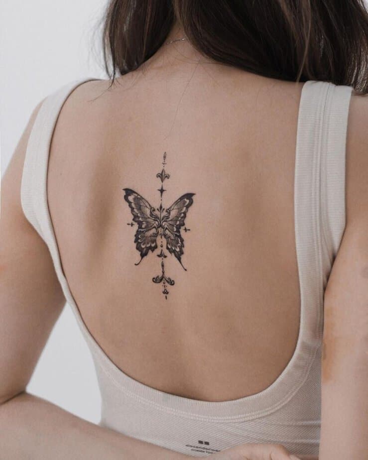 Black and gray butterfly tattoo
