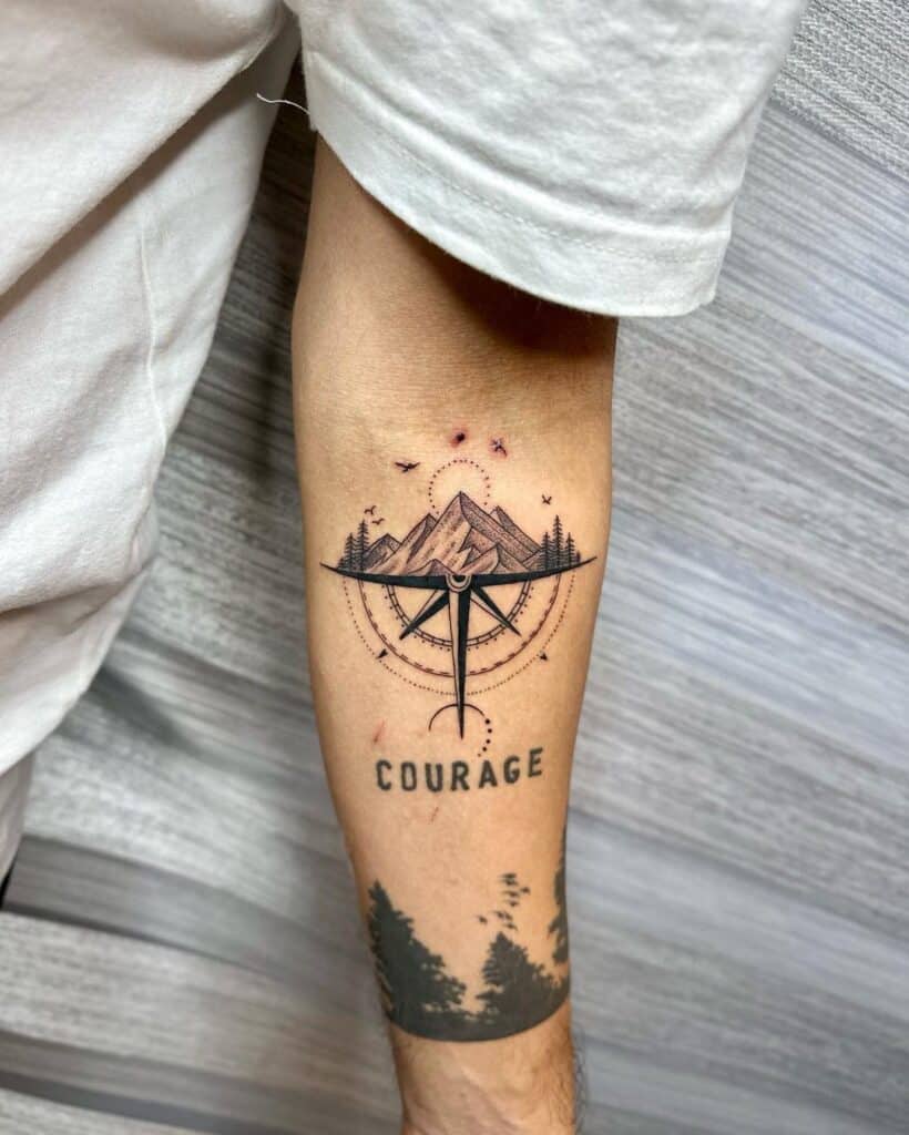 Mountain and compass tattoo ideas