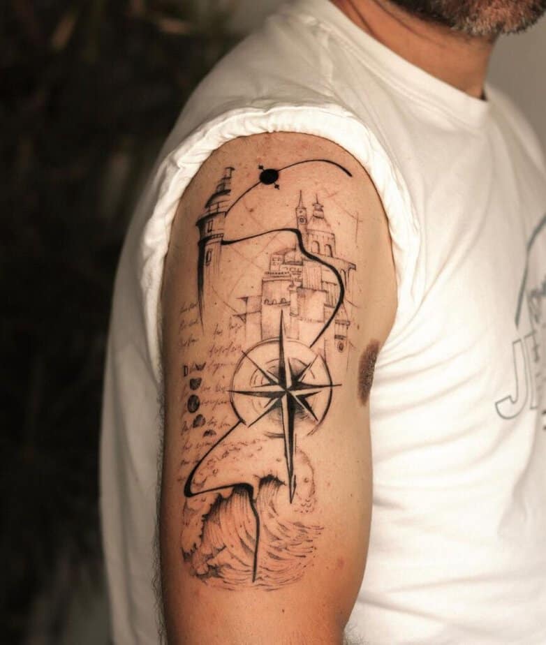 Geometrical compass tattoo ideas