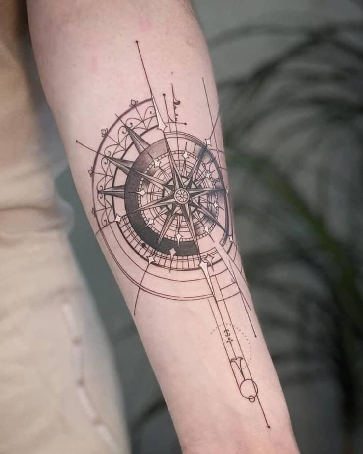 Geometrical compass tattoo ideas